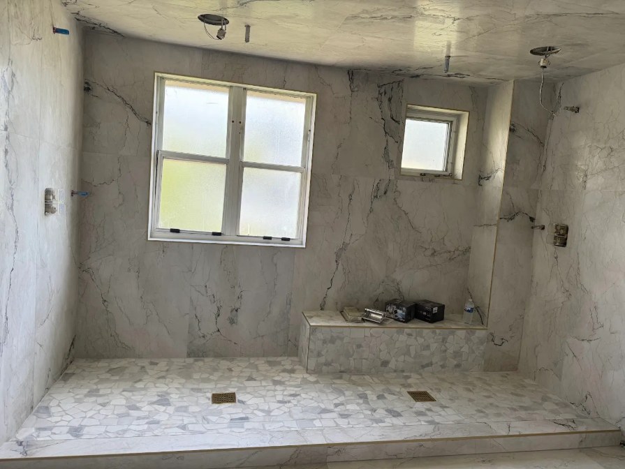 Bathroom remodel, tile and plumbing rough-in by C Level Remodeling
